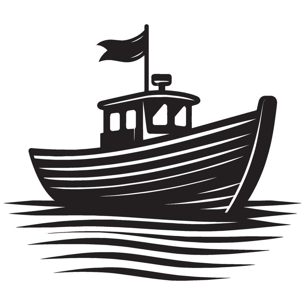 Boat silhouette illustration isolated on a white background vector