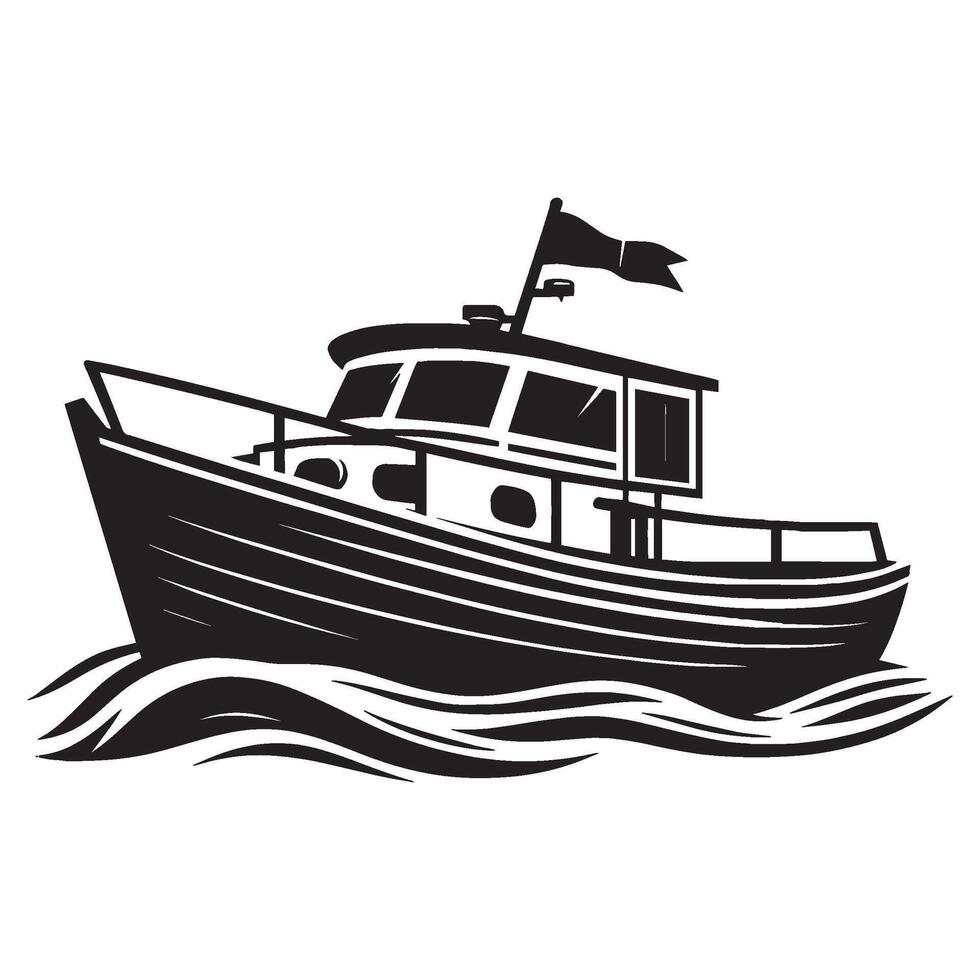 Boat silhouette illustration isolated on a white background vector