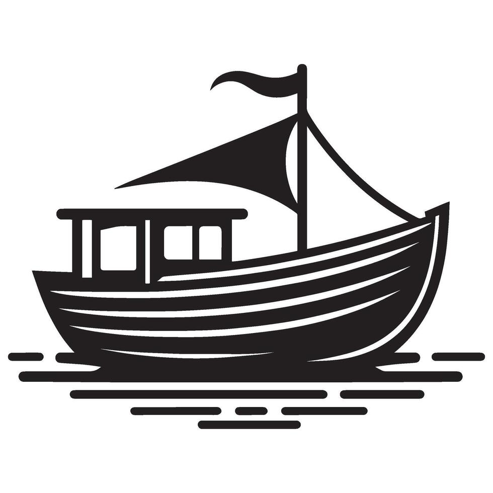 Boat silhouette illustration isolated on a white background vector