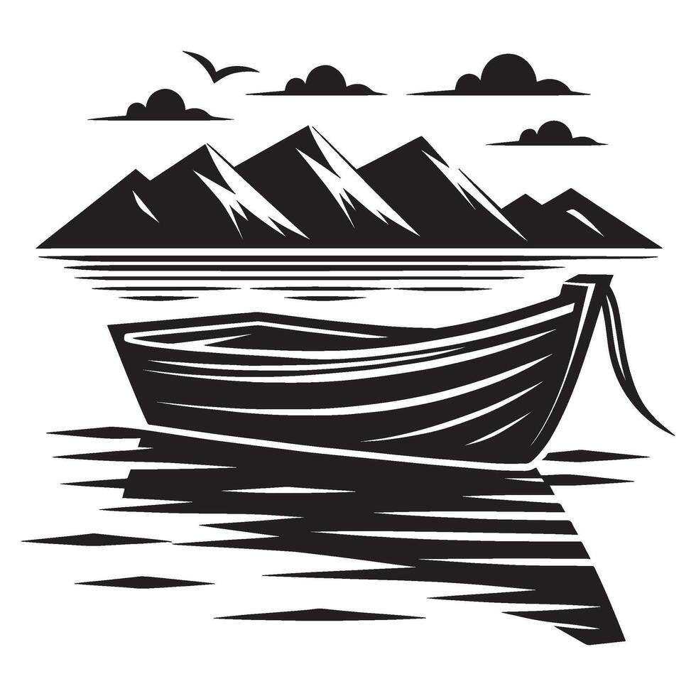 Boat silhouette illustration isolated on a white background vector