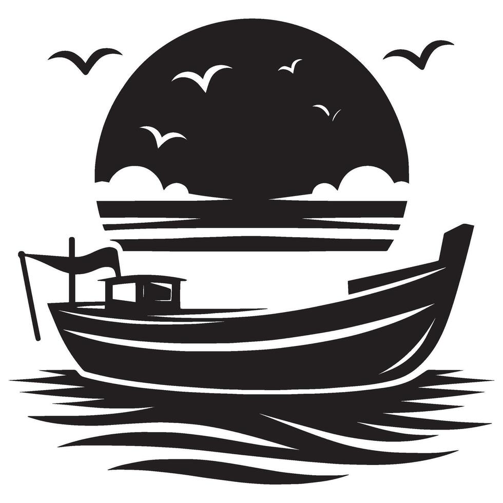 Boat silhouette illustration isolated on a white background vector