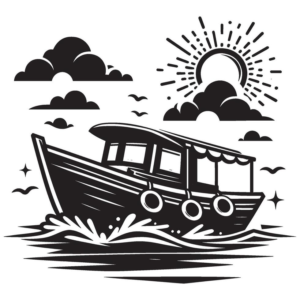 Boat silhouette illustration isolated on a white background vector