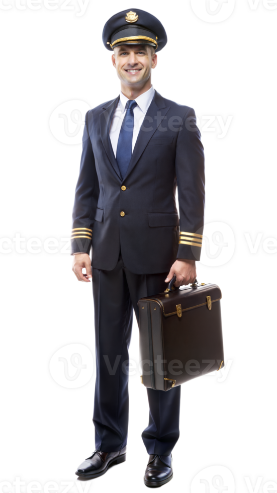 Professional Airline Pilot in Uniform With Luggage 47726492 PNG