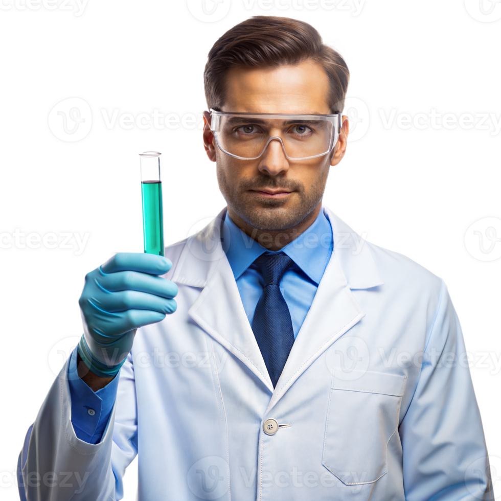 Scientist Holding Test Tube in Laboratory Setting png