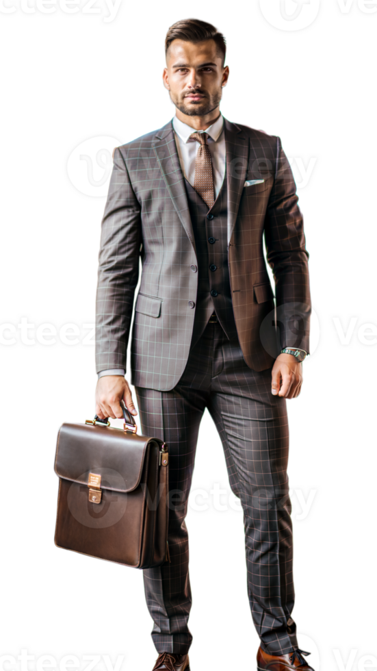 Confident Businessman In Suit With Briefcase png