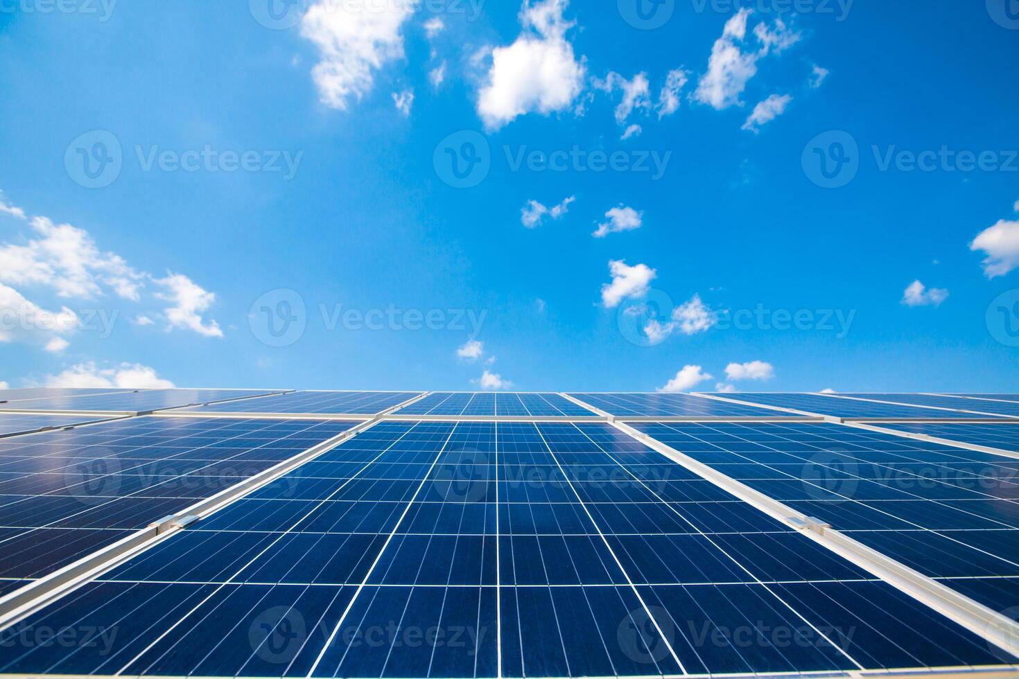 Solar panels. Power station. Blue solar panels. Alternative source of electricity. Solar farm. photo