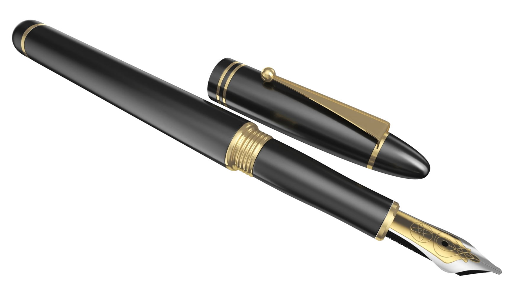 Fontana penna d'oro e Nero, elegante e classico png