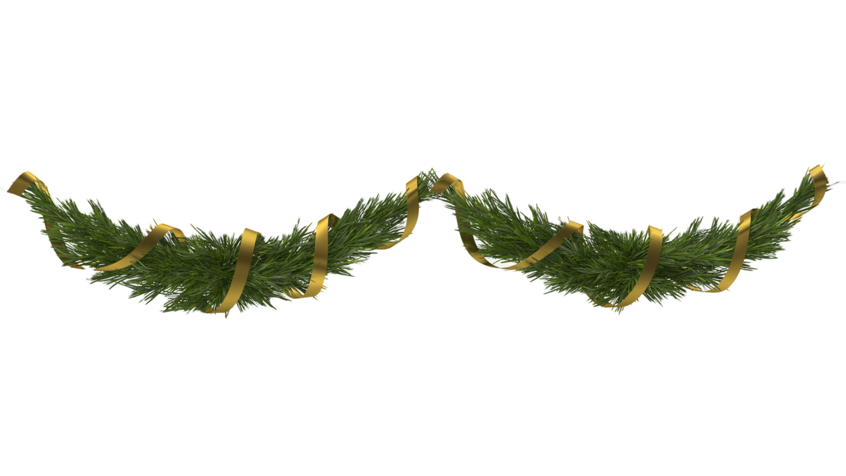 Christmas tree garland with golden ribbon png