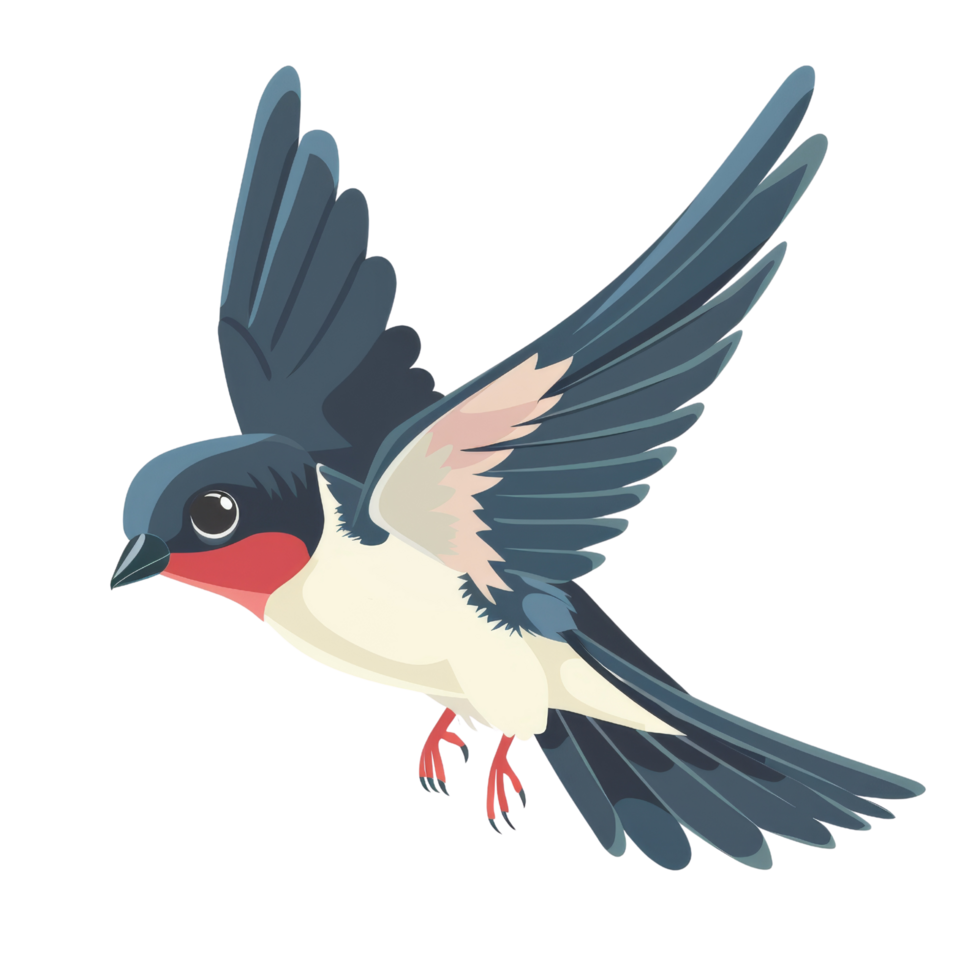 Barn Swallow in Flight. A Colorful Bird Illustration png