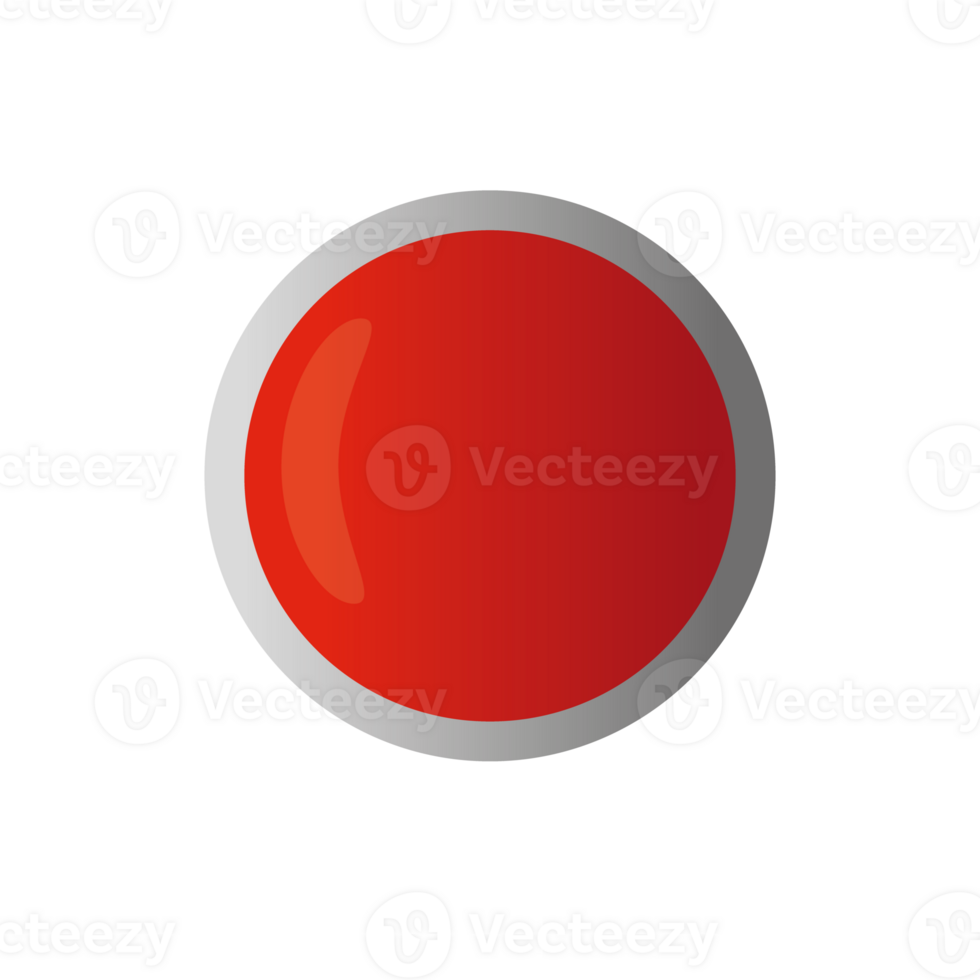 Blank circle glossy button. Empty round glassy icon. Clean polished red shape png