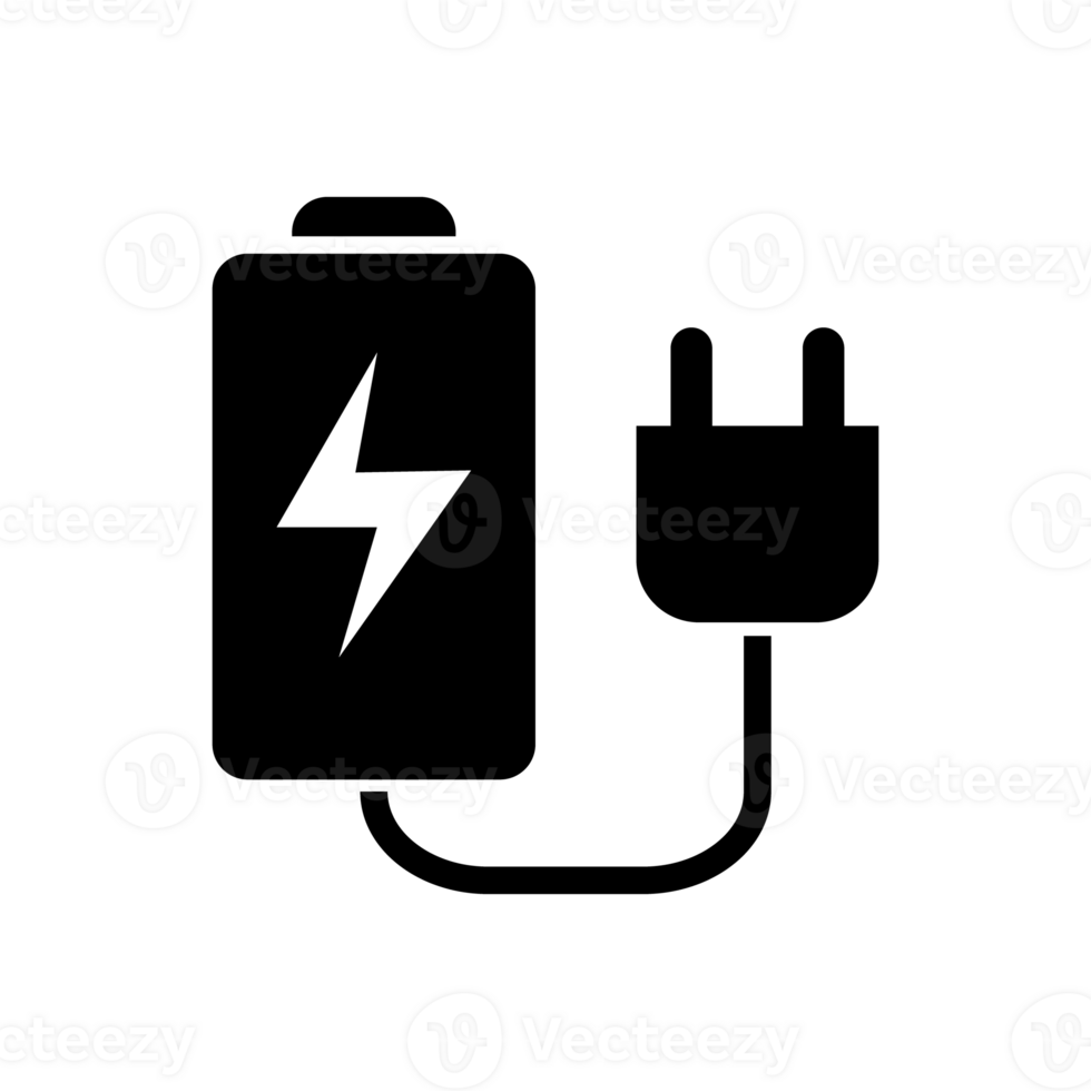 Battery charger icon. Battery charger cable symbol. Linear style sign for mobile concept and web design. Battery charger symbol illustration. png