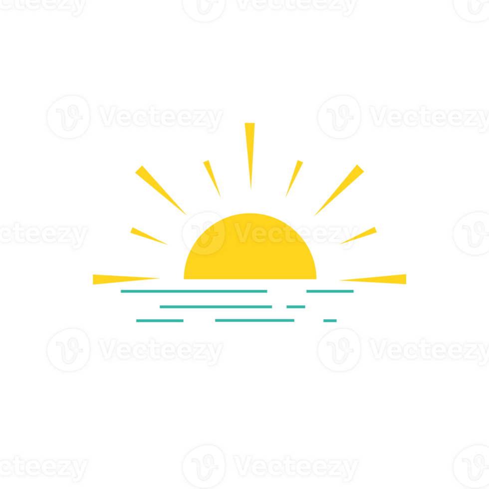 Yellow semicircle doodle half sun icons. Simple sunset graphic symbols. Summer heat icons. Semicircular solar element. png