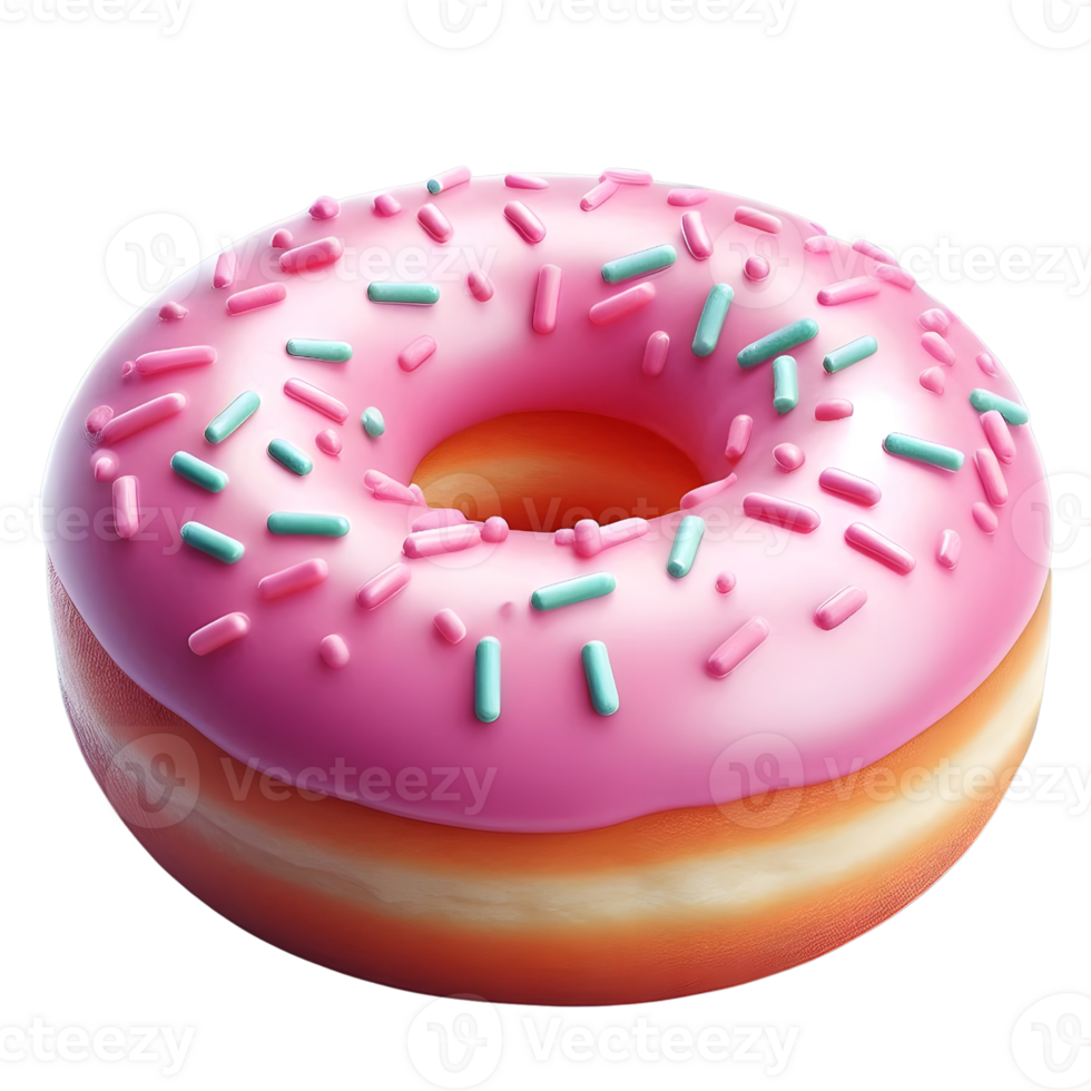 A Pink Donut With Sprinkles On Transparent Background png