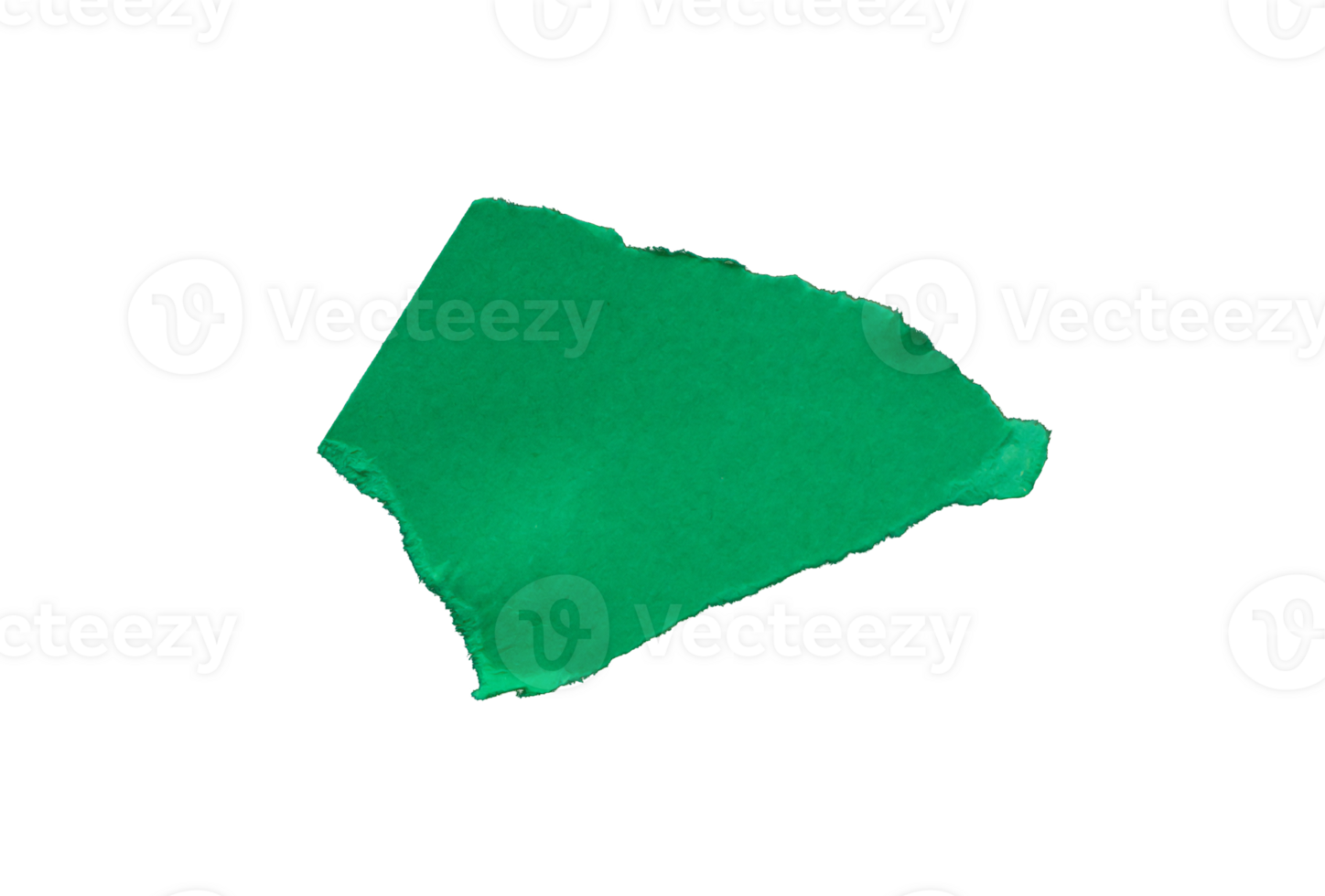 Single green ripped paper piece isolated on transparent background, paper edge design element png