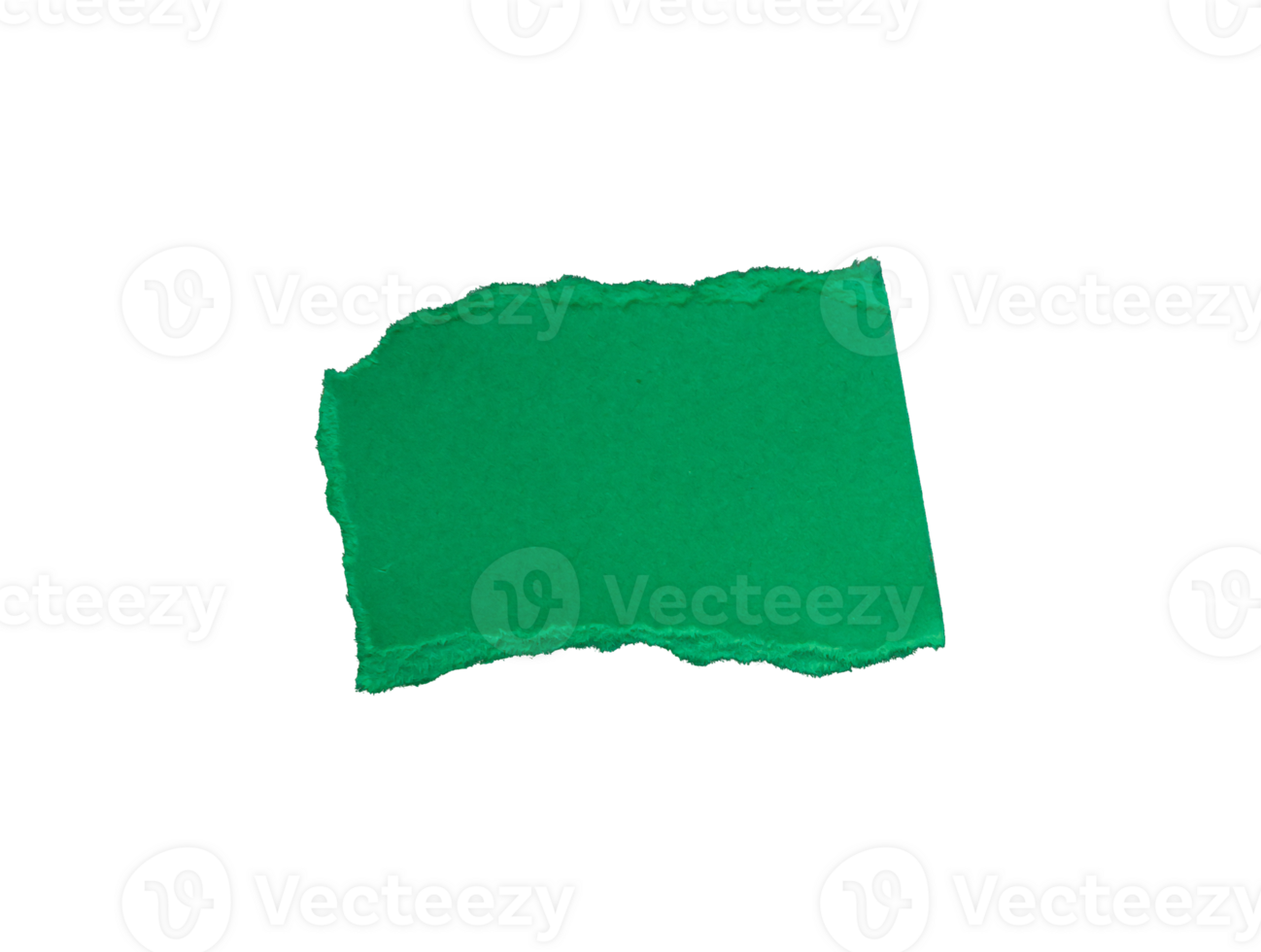 Single green ripped paper piece isolated on transparent background, paper edge design element png