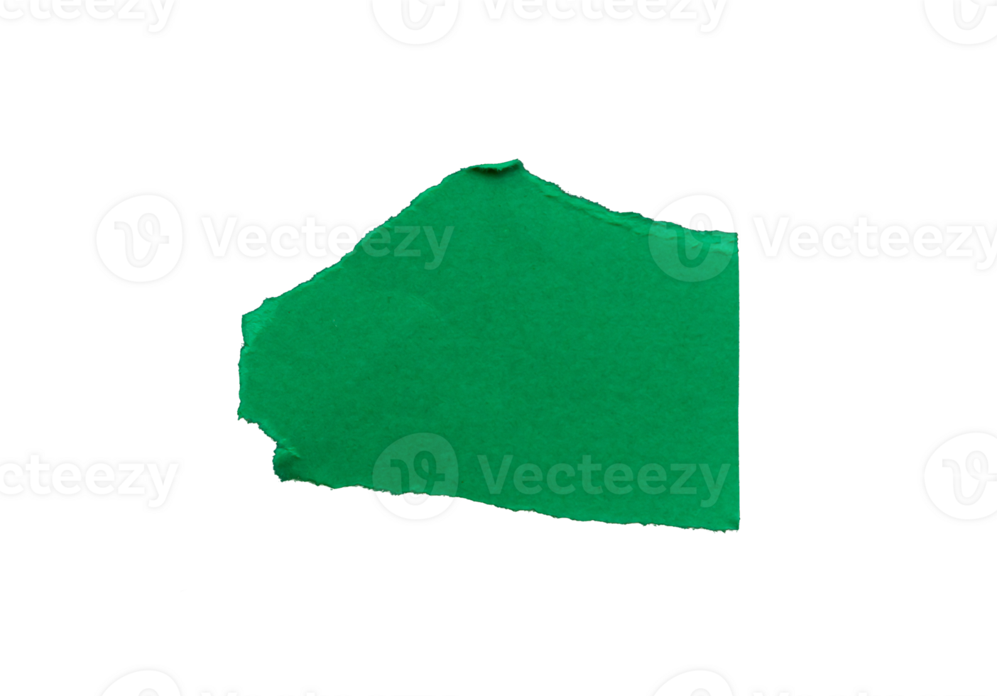 Single green ripped paper piece isolated on transparent background, paper edge design element png