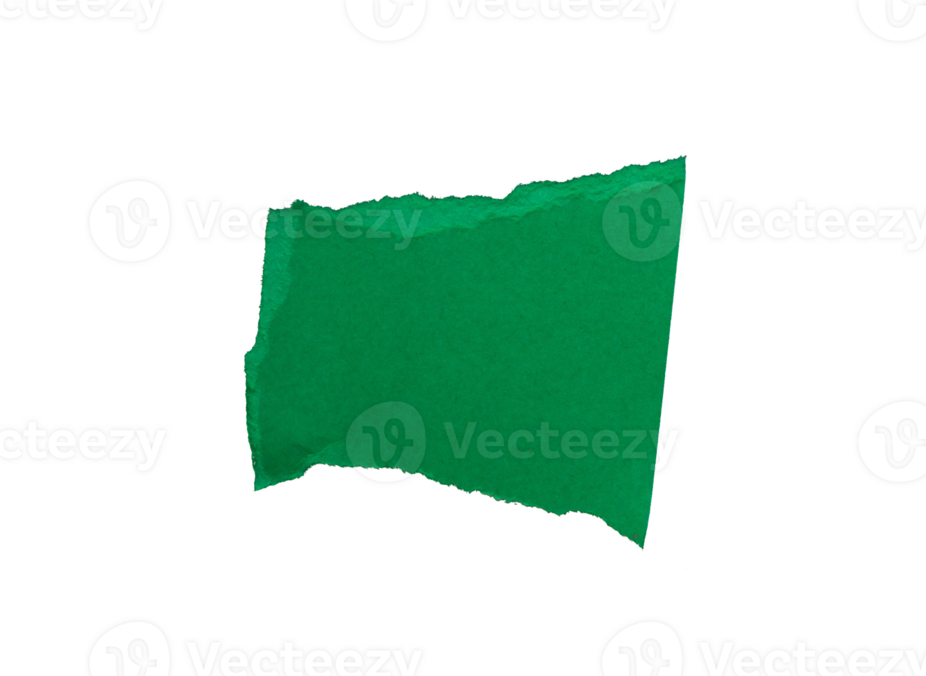 Single green ripped paper piece isolated on transparent background, paper edge design element png