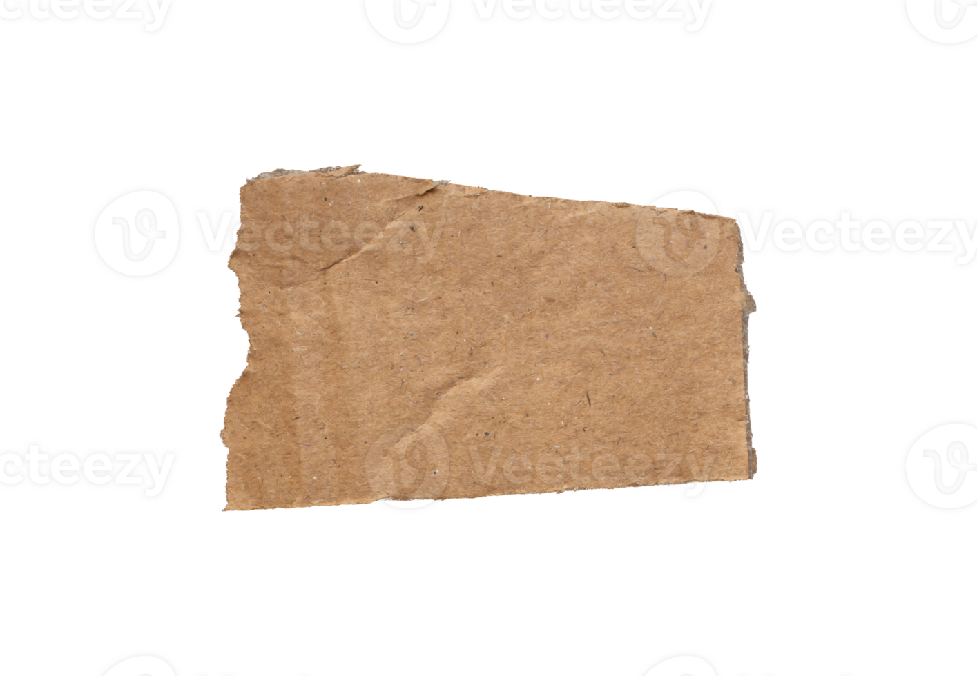 One piece of ripped torn cardboard paper piece isolated on transparent background, paper edge design element png
