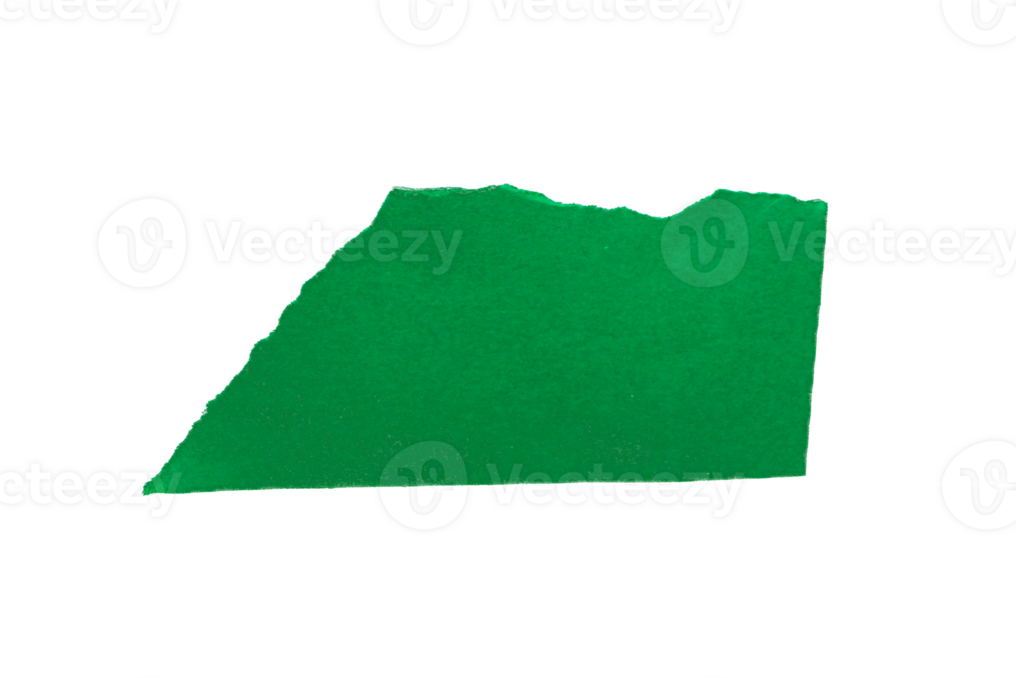 Single green ripped paper piece isolated on transparent background, paper edge design element png