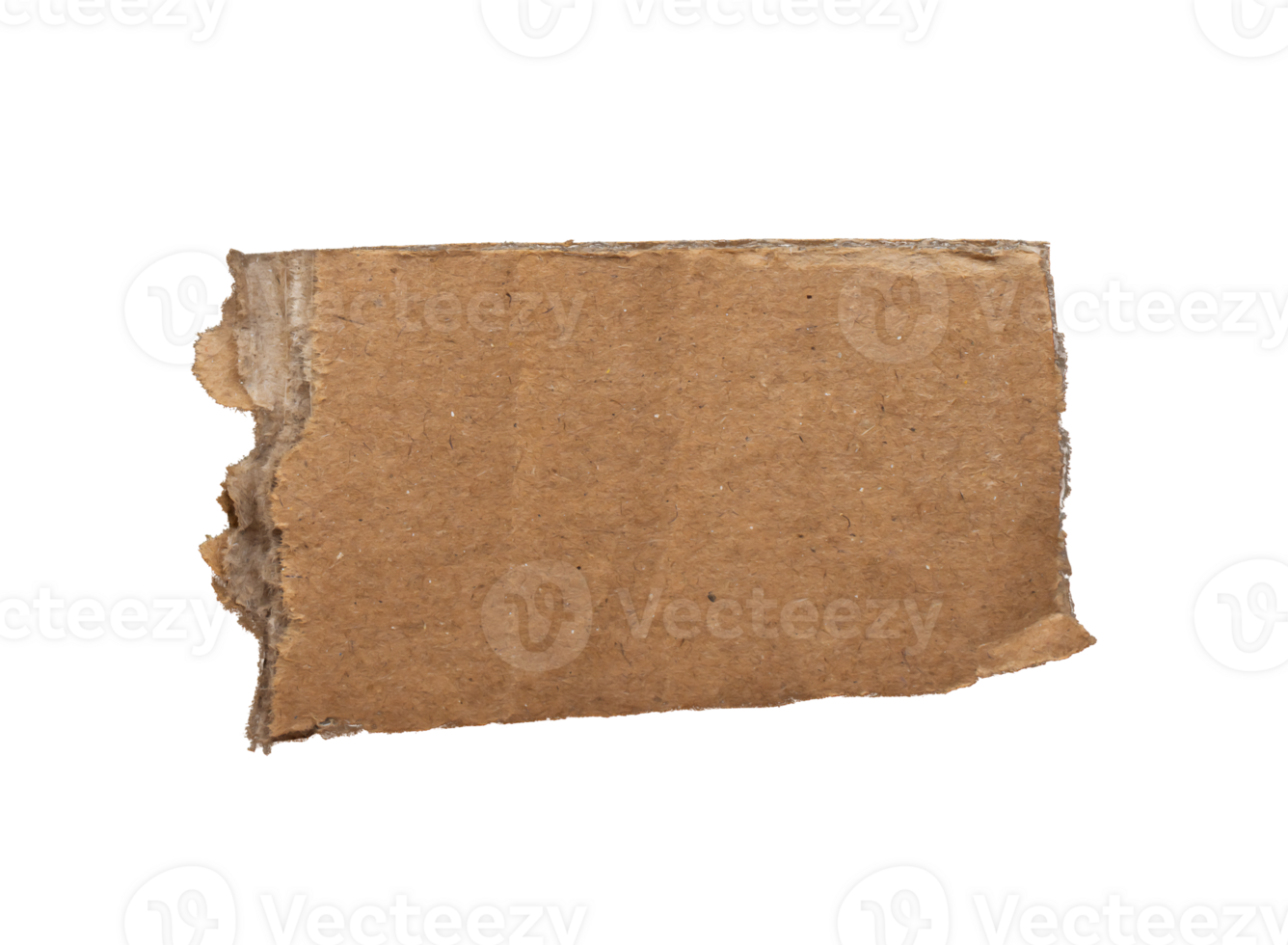 One piece of ripped torn cardboard paper piece isolated on transparent background, paper edge design element png
