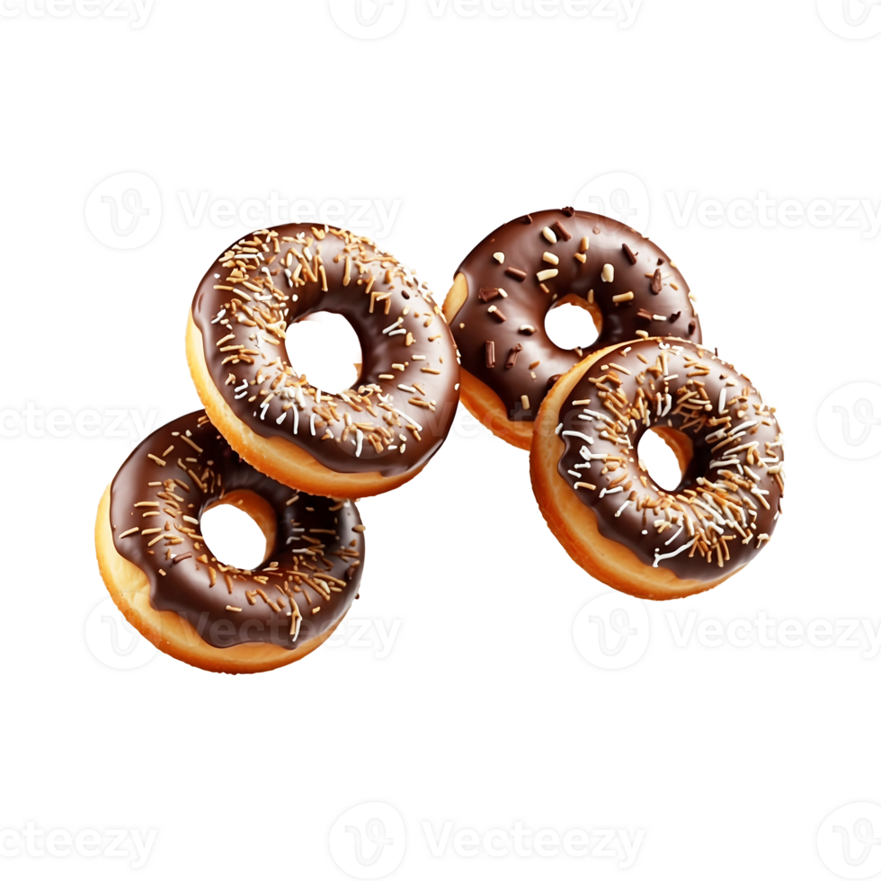 Dark Chocolate Bliss Donut Isolated on Transparent Background png