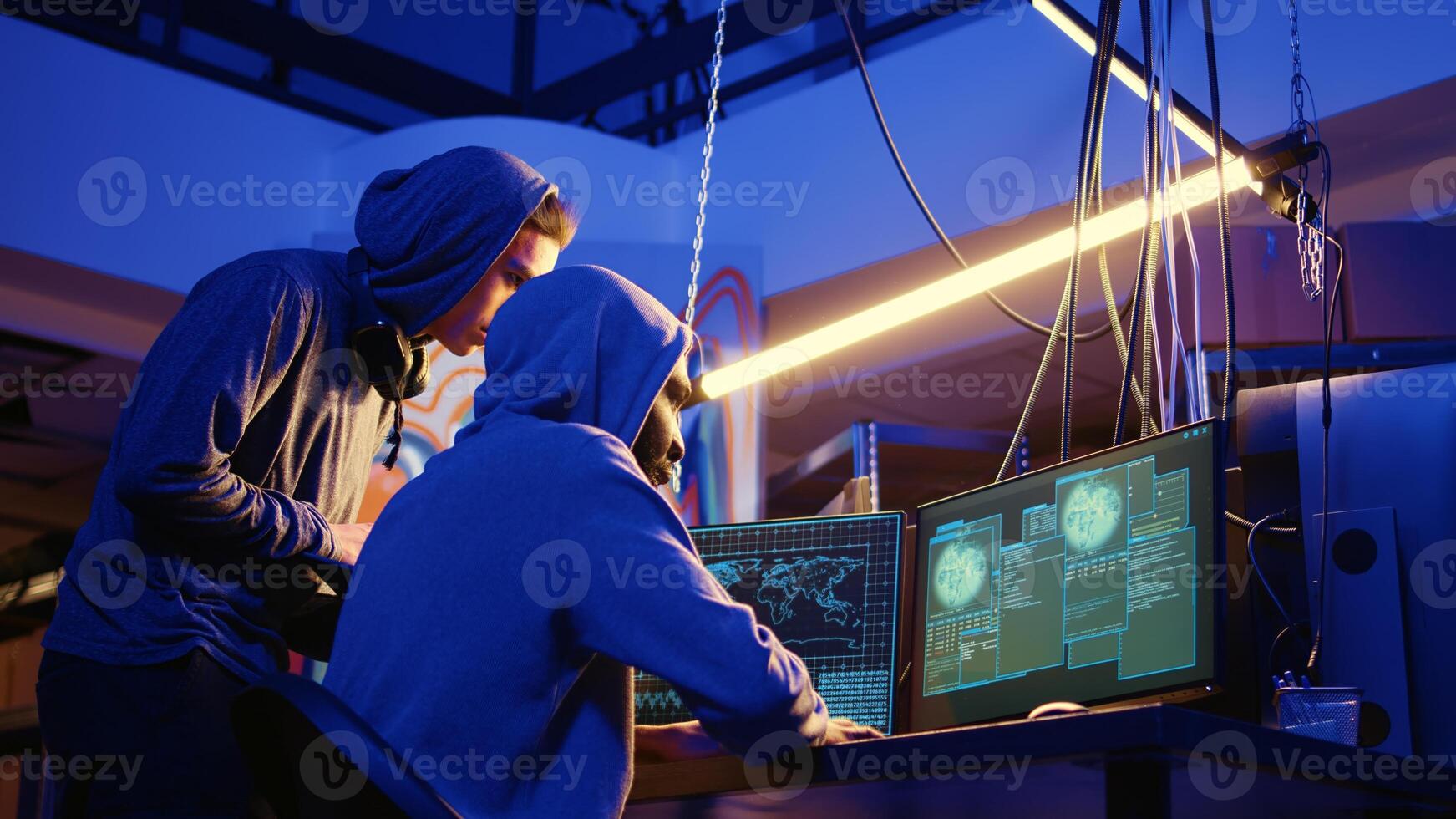 Hackers trying to discover and publishing the identity of anonymous Internet user by tracking publicly available online accounts, metadata, and documents, failing after getting access denied photo