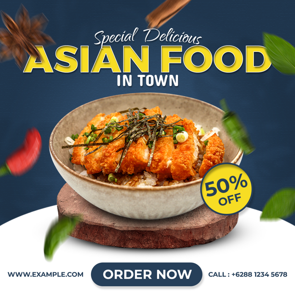 Asian Food for Social Media Template, Post, Flyer, Brand, Marketing, Ads, Advertisement, Food, Culinary, Branding, Poster psd