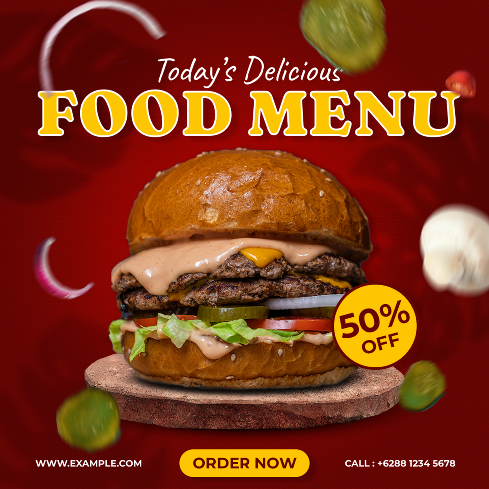 Delicious Food for Social Media Template, Post, Flyer, Brand, Marketing, Ads, Advertisement, Food, Culinary, Branding, Poster psd