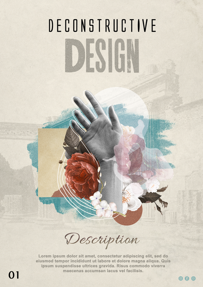 Deconstructive Collage Art Poster psd