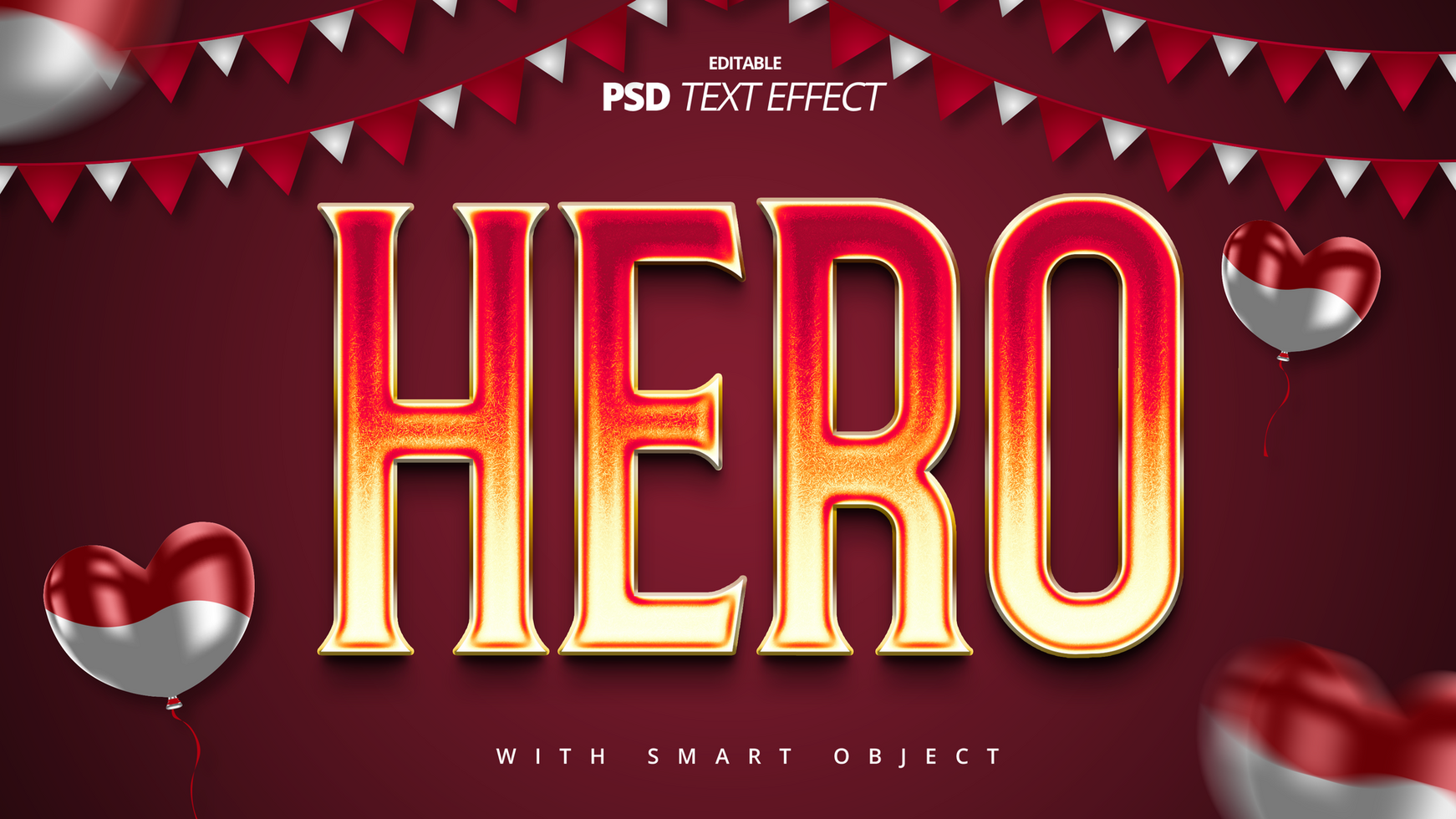 Hero burn 3d text effect psd