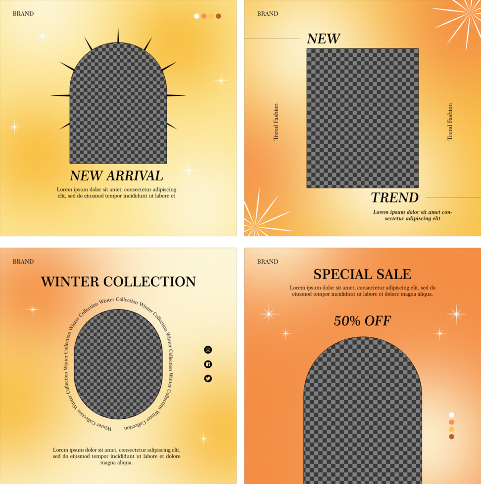 New collection social media post template bundle gradient theme psd