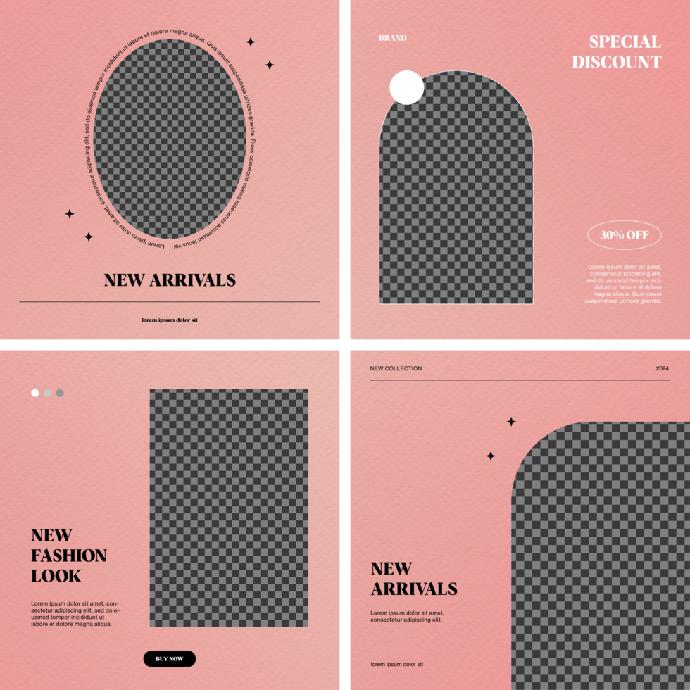 Minimalist Social Media Template Fashion Post Design Set Collection Gradient Theme psd