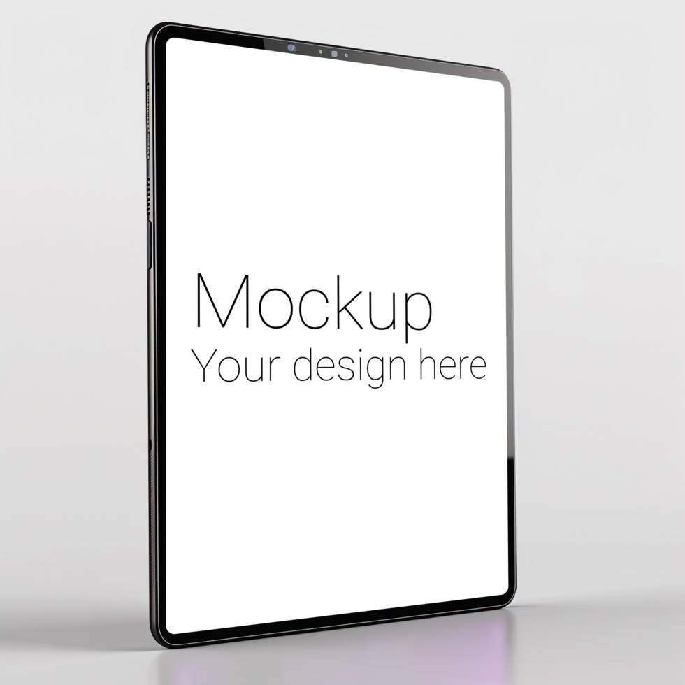 Mockup of black tablet in isometry on gray background psd