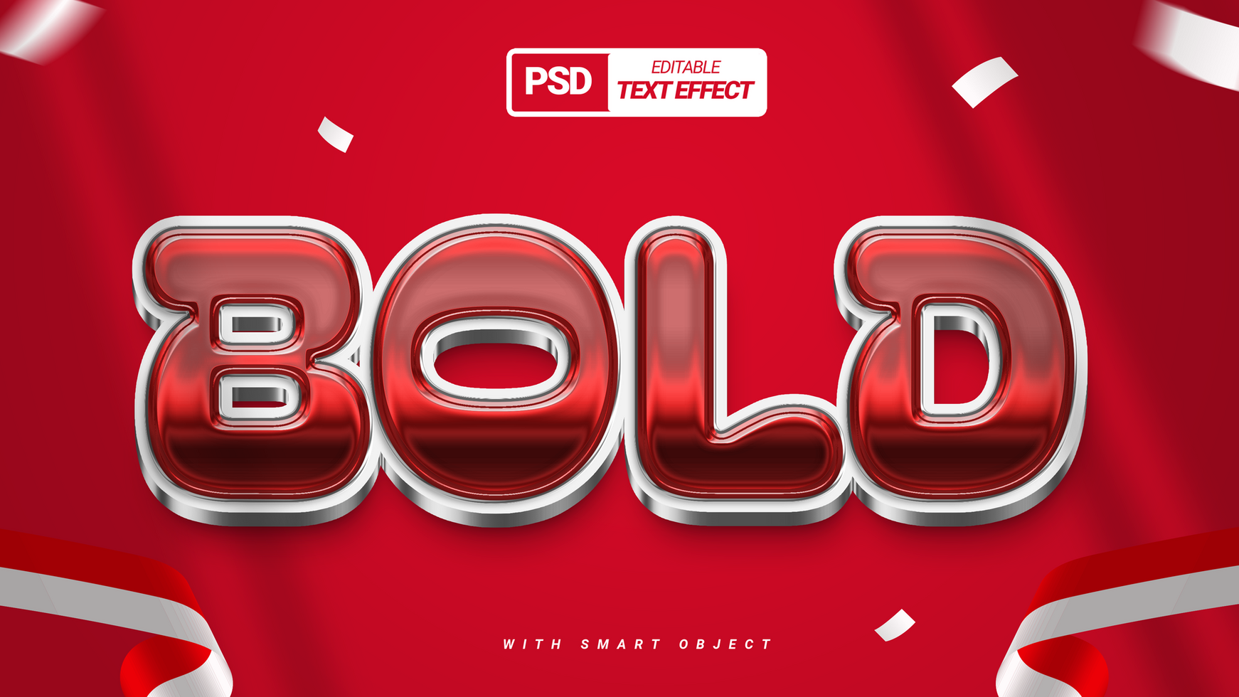 red bold brave 3d elegant editable text effect psd