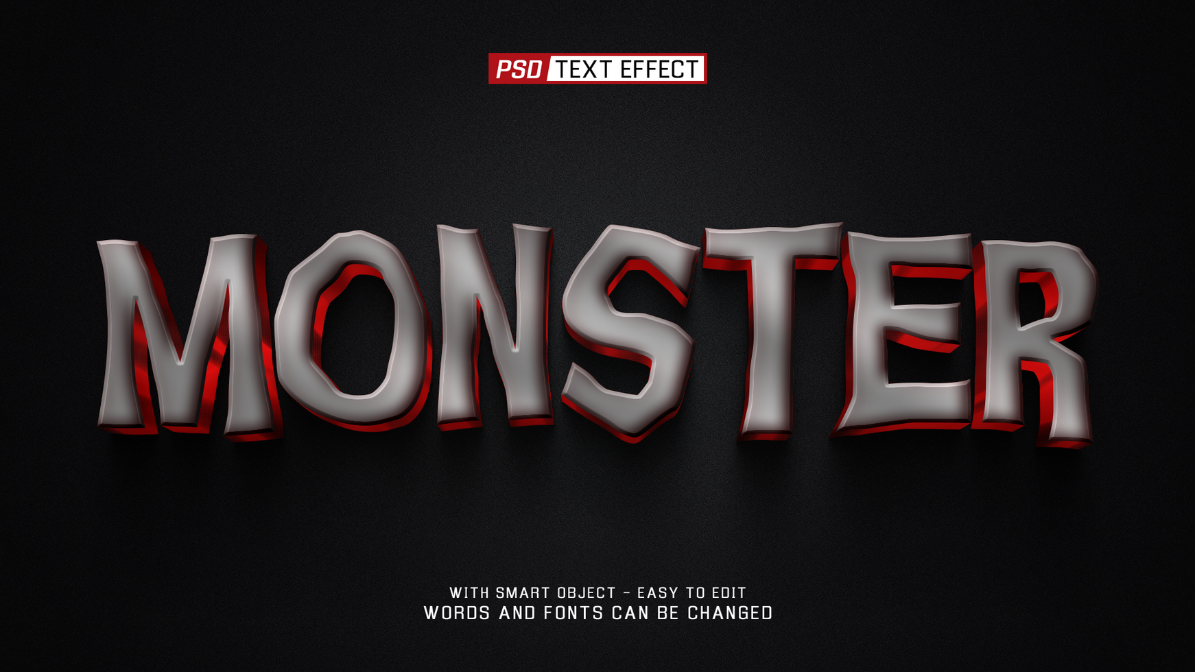monster 3d text effect psd