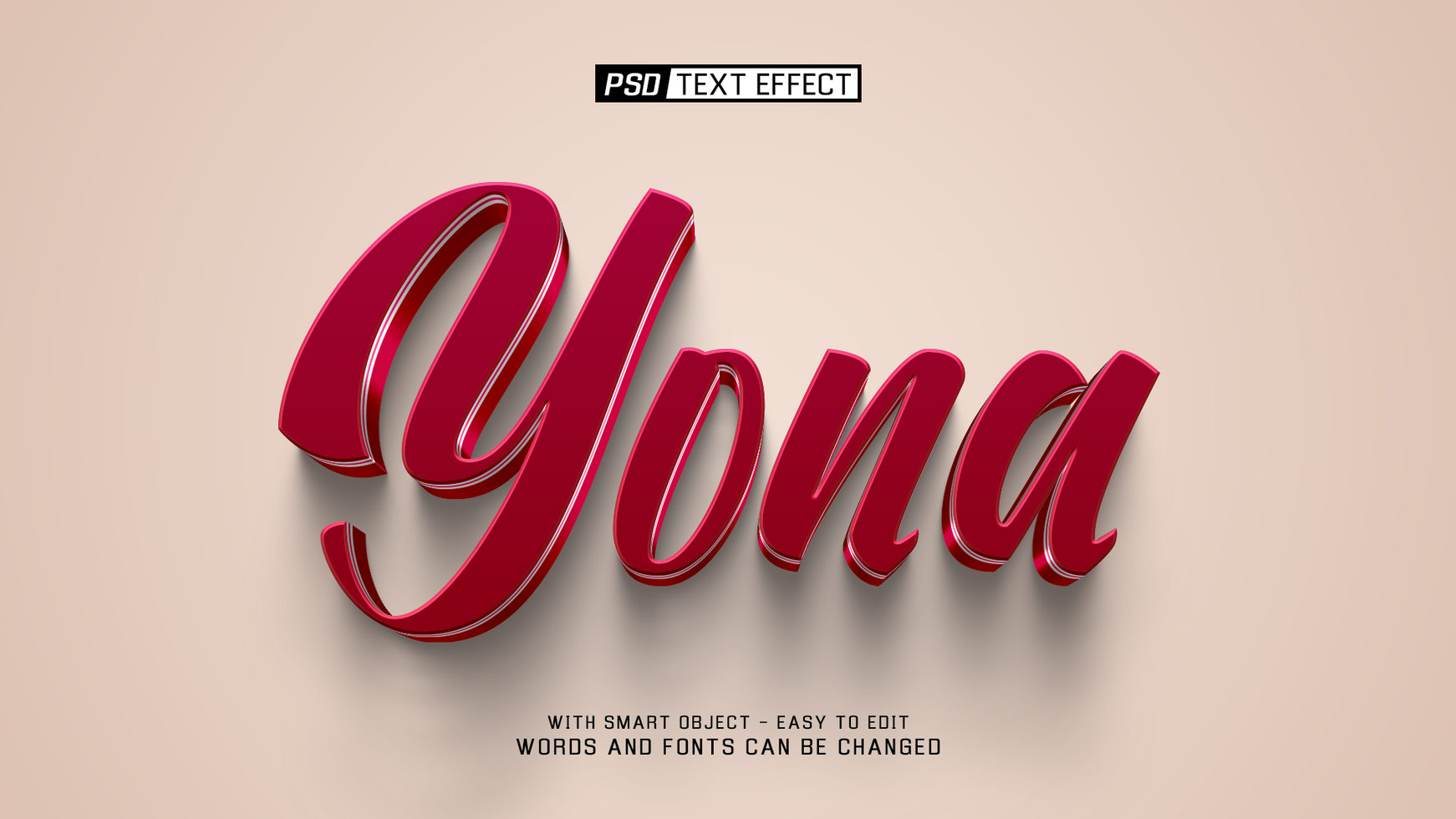 yona 3d text effect psd