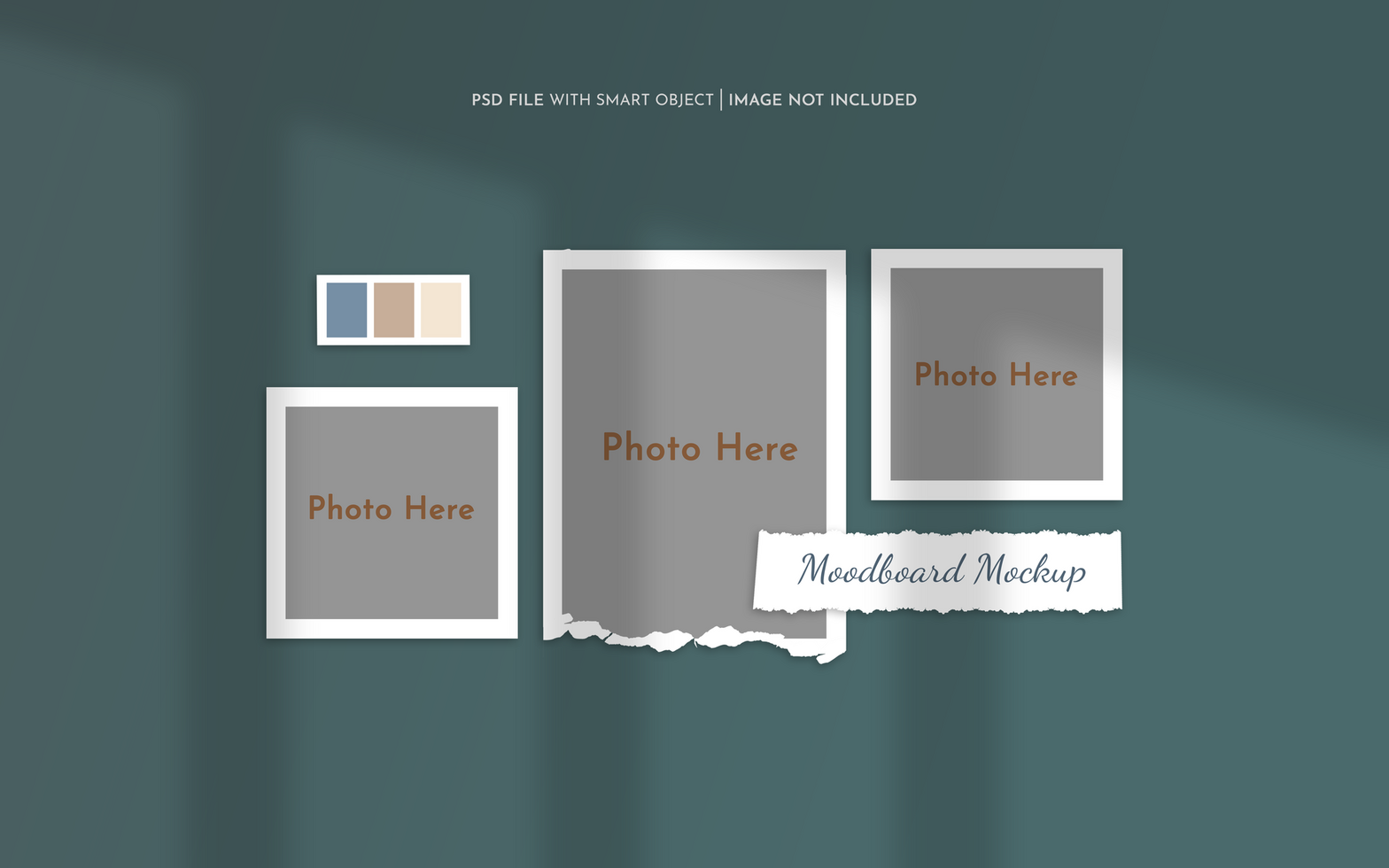 Moodboard photo paper frame mockup psd