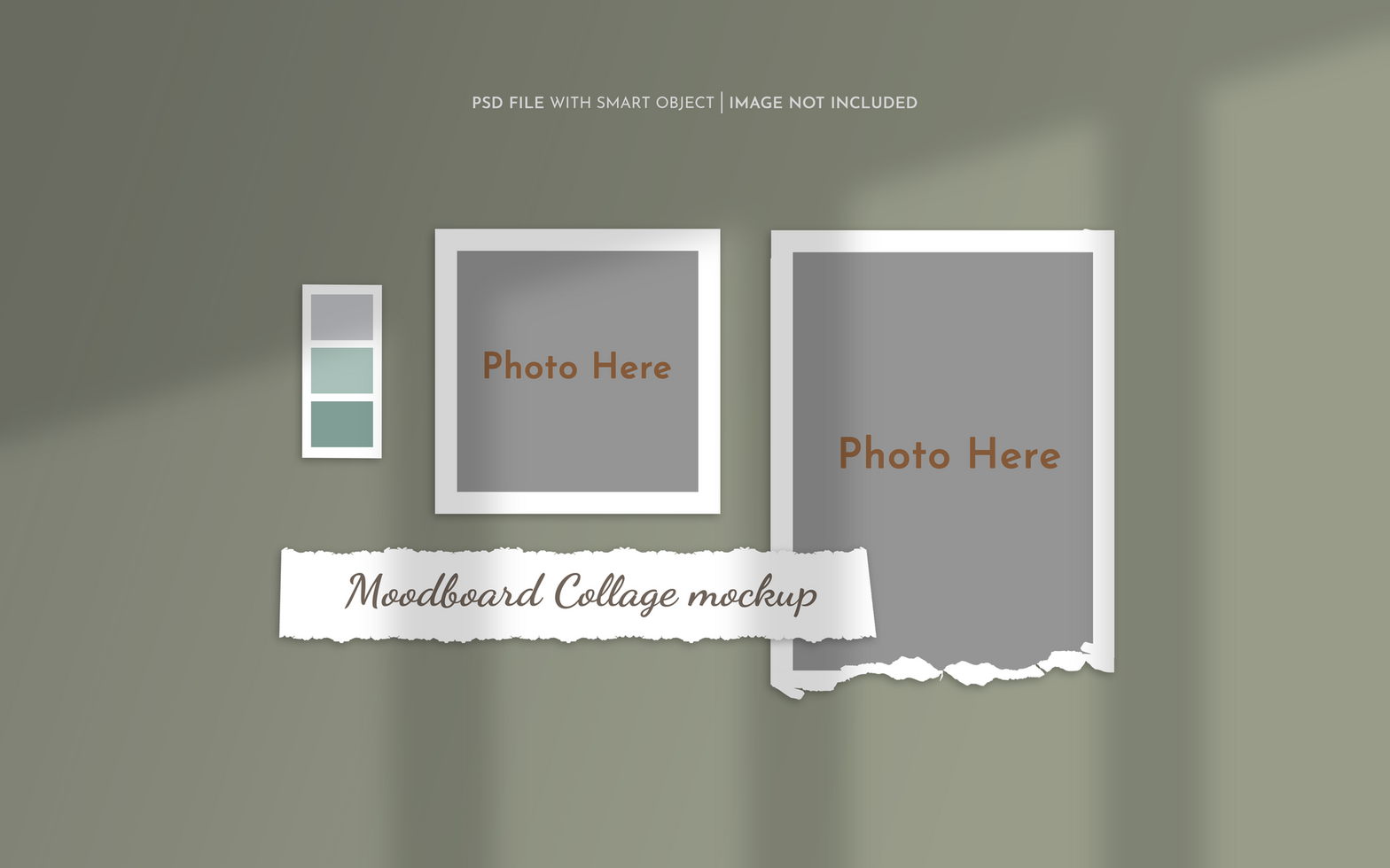 Moodboard photo paper frame mockup psd