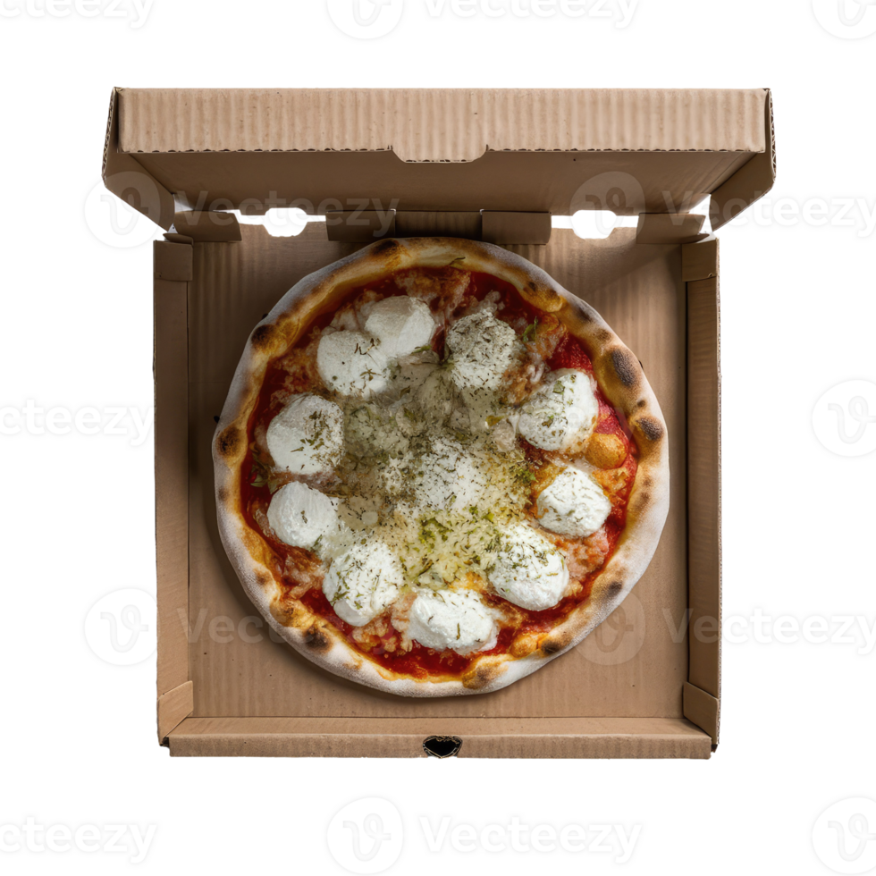 A Simple Cheese Pizza in a Cardboard Box 47730798 PNG