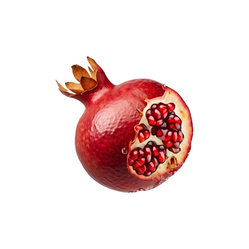 Fresh Harvest Pomegranate Fruit Isolated on Transparent Background png