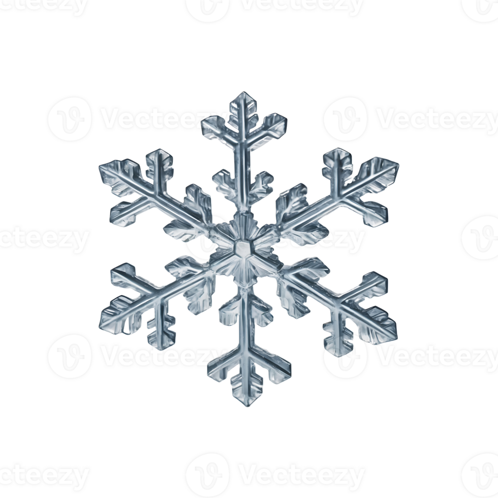 3D Snow Charm Decorative Snowflakes Isolated on Transparent Background png