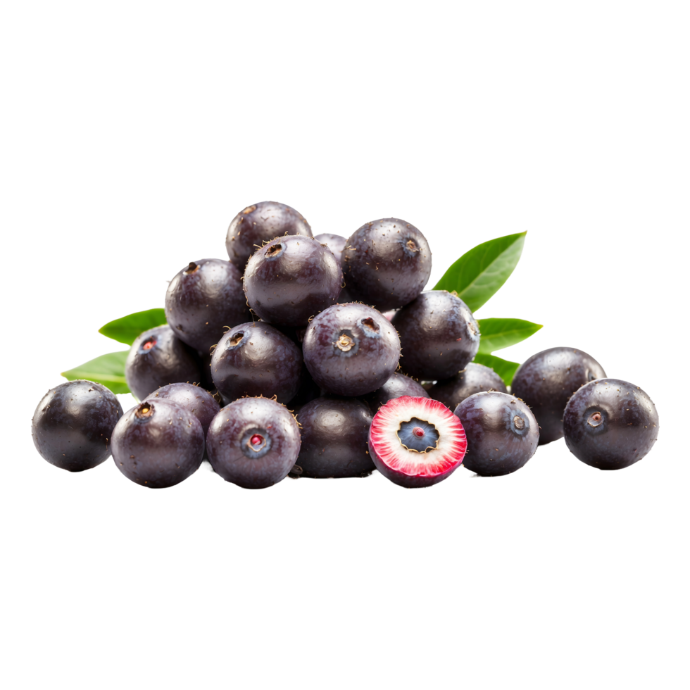 Fresh Harvest Bunch of Sweet Acai Berries Fruit Isolated on Transparent Background png