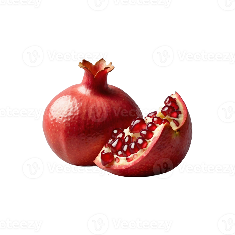 Fresh Harvest Pomegranate Fruit Isolated on Transparent Background png