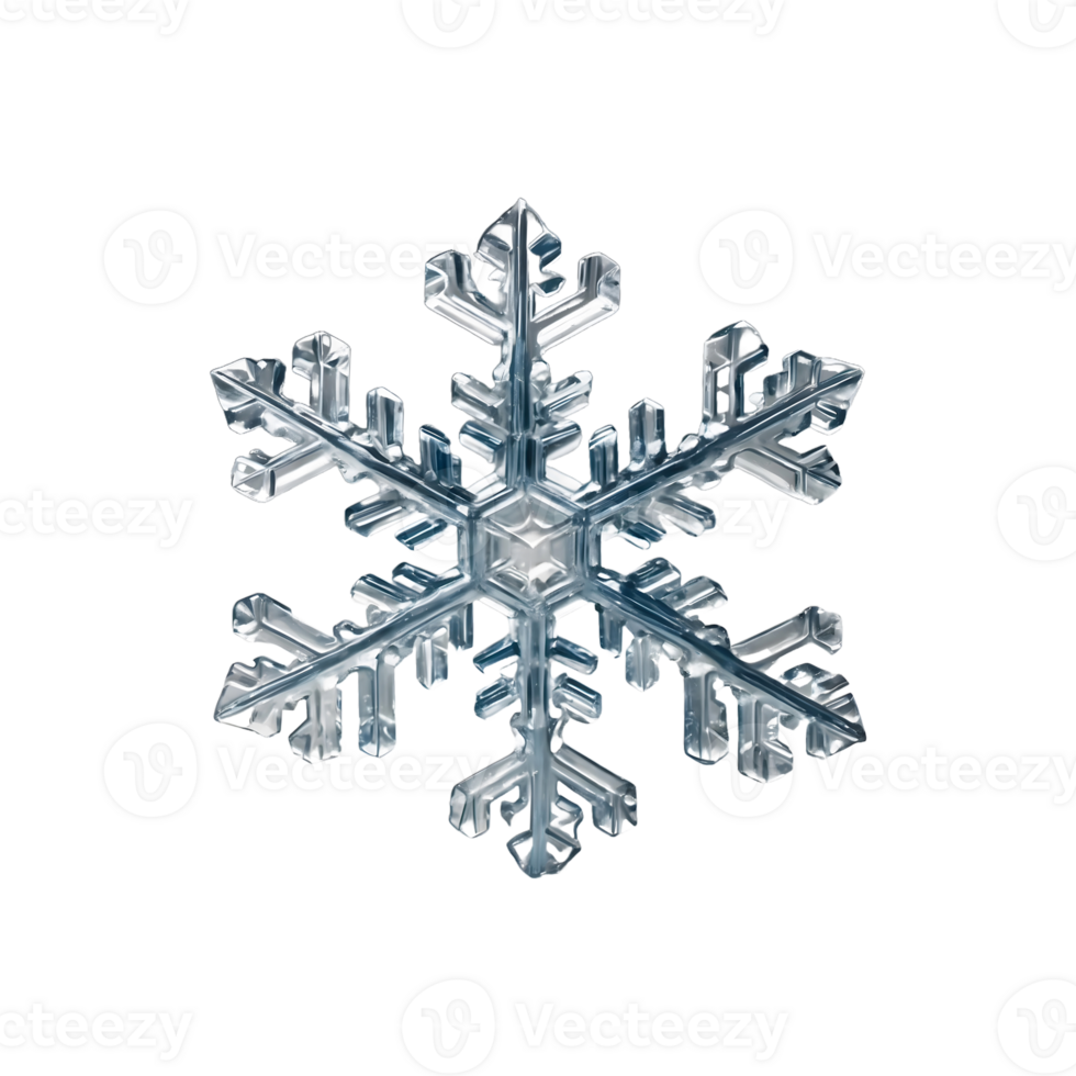 3D Frost Decorative Snowflakes Isolated on Transparent Background png