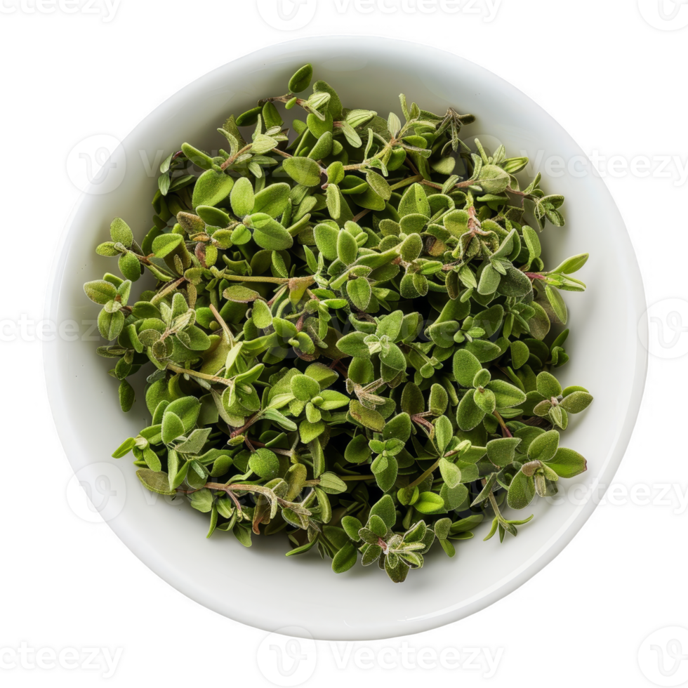 Marjoram in a white dish transparent background png