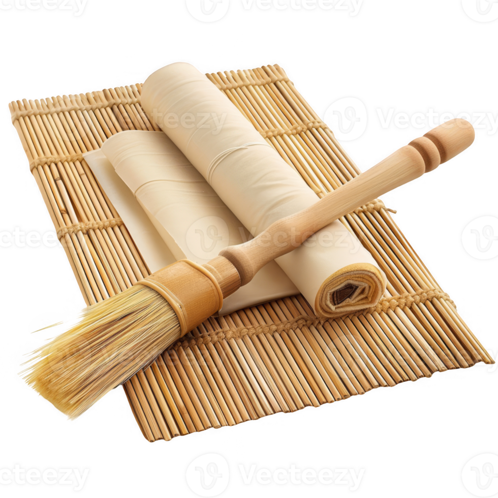 Pastry brush and rolling mat transparent background png