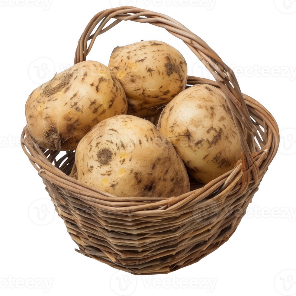 Rutabagas in a wicker basket transparent background png