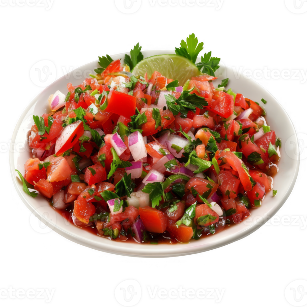 Salsa on a white plate transparent background png