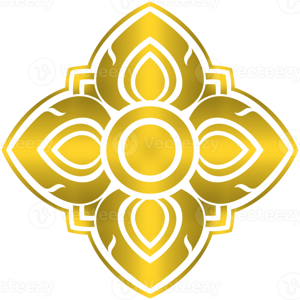 abstract sun symbol gold thai pattern. png