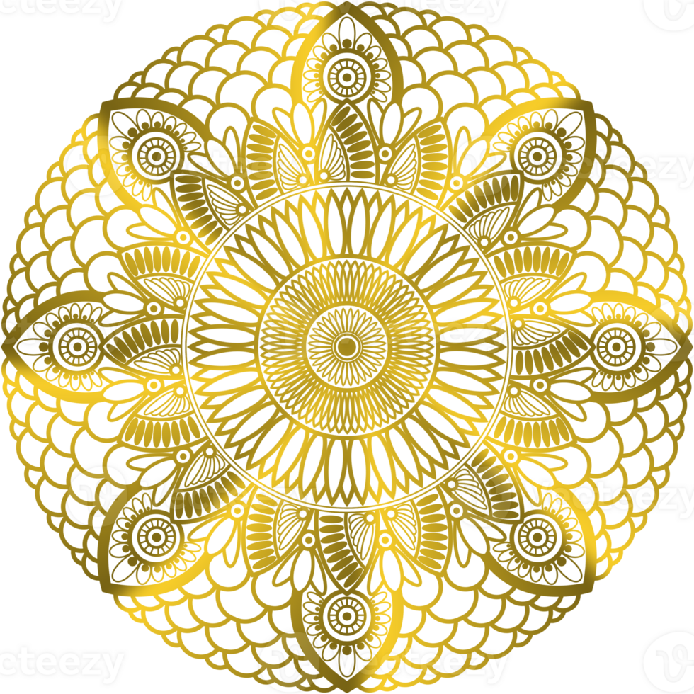 abstract gold mandala floral ornament. png